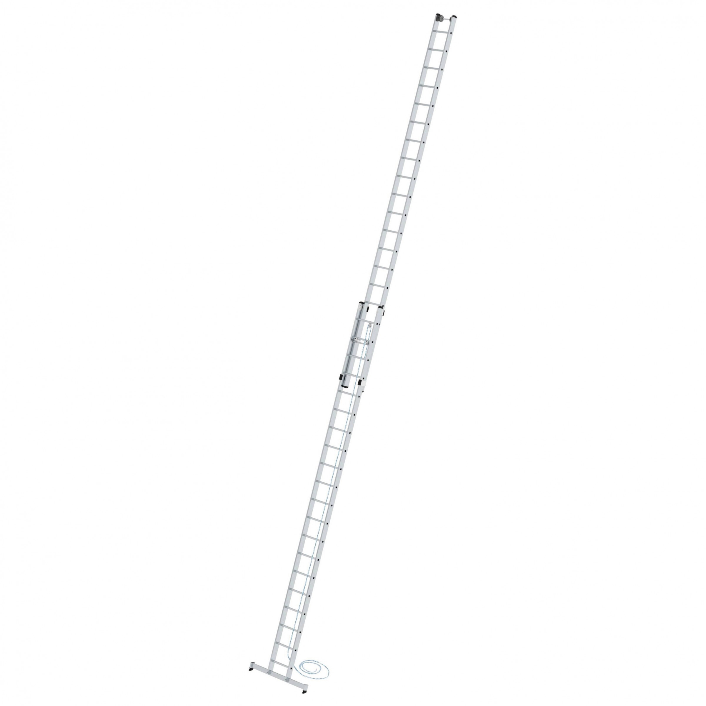 Aluminium-Seilzugleiter 2-teilig mit nivello®-Traverse, 2x20 Sprossen Aluminium-Seilzugleiter 2-teilig mit nivello®-Traverse - 2x14 Sprossen
