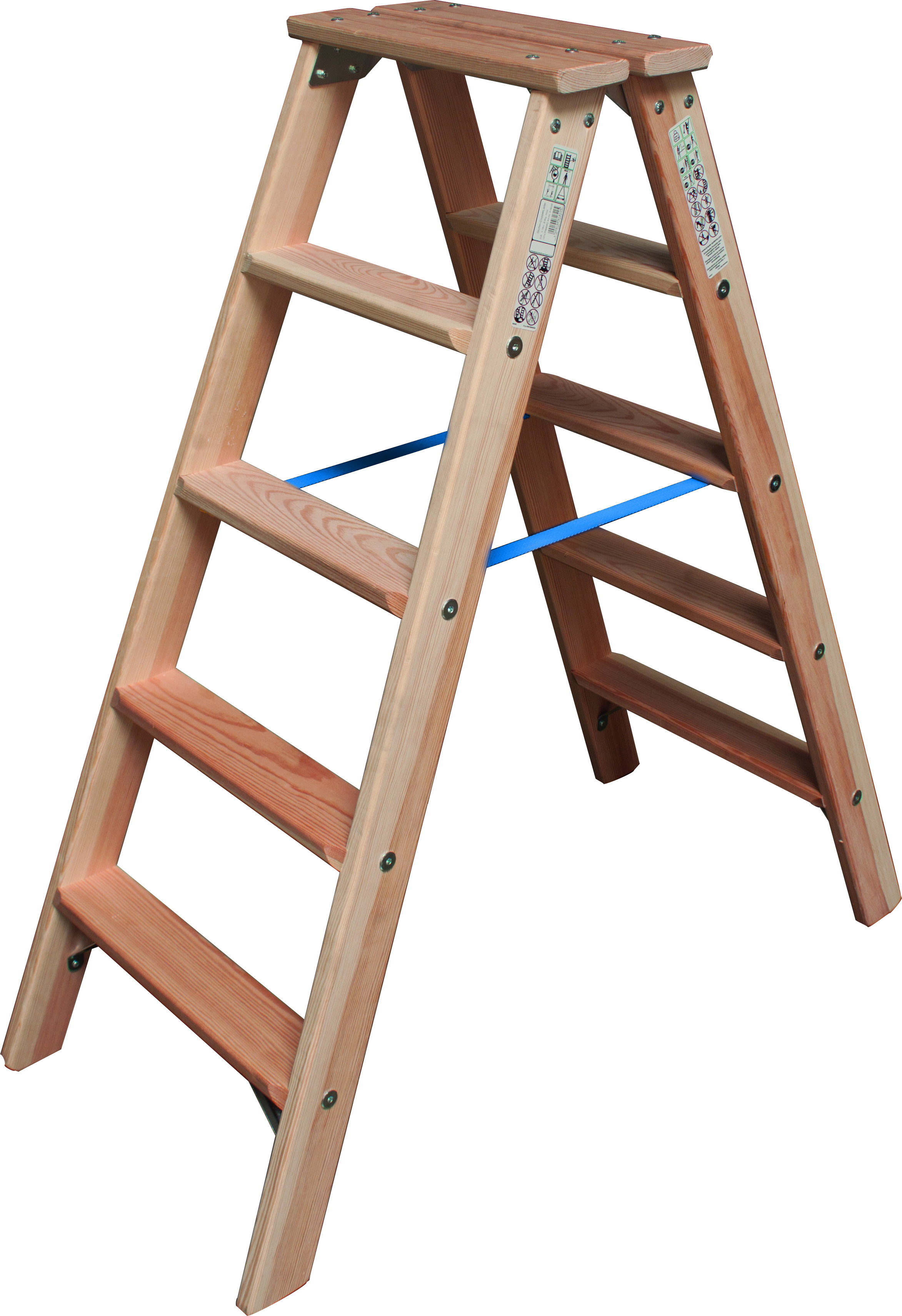 STABILO Stufen-DoppelLeiter Holz, 2x6 Stufen