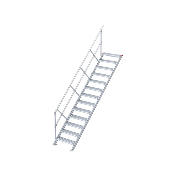 Treppe, 45° Steigwinkel, 1000 mm Stufenbreite, Alu gerieft, 4 Stufen