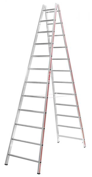 Sprossenstehleiter, beidseitig begehbar - 2x12 Sprossen