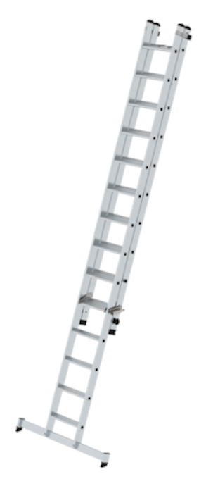 Stufen-Schiebeleiter 2-teilig mit nivello-Traverse ohne clip-step R13, 2 x 7 Stufen Stufen-Schiebeleiter 2-teilig mit nivello-Traverse ohne clip-step R13, 2 x 7 Stufen