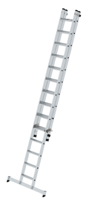 Stufen-Schiebeleiter 2-teilig mit nivello-Traverse ohne clip-step R13, 2 x 7 Stufen