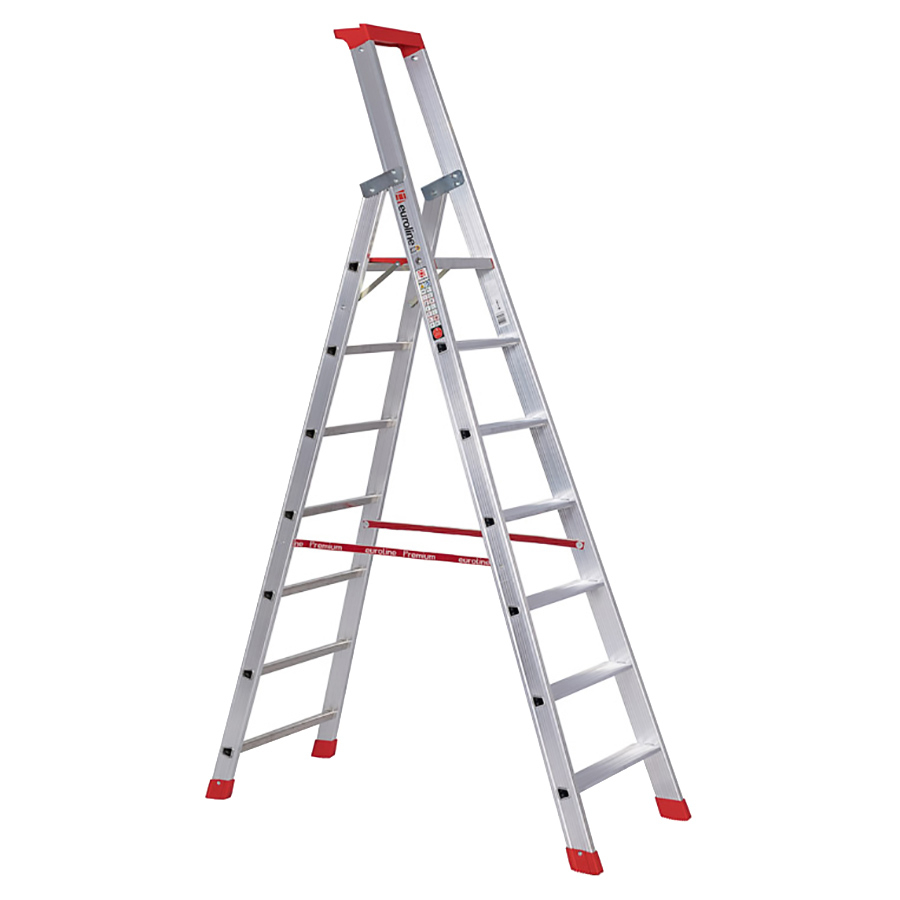 PREMIUM line Alu-Stufenstehleiter mit Sicherheitsbrücke, 3 Stufen