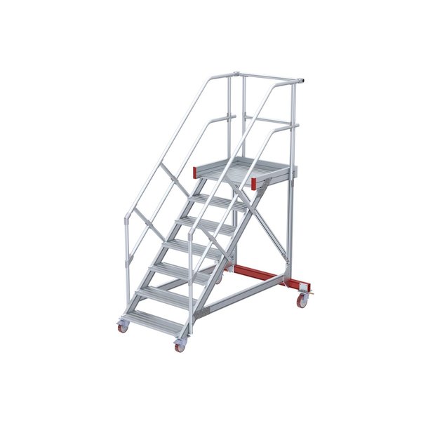 Euroline Wartungsbühne, Steigwinkel 45°, Stufenbreite 1000 mm, 8 Stufen