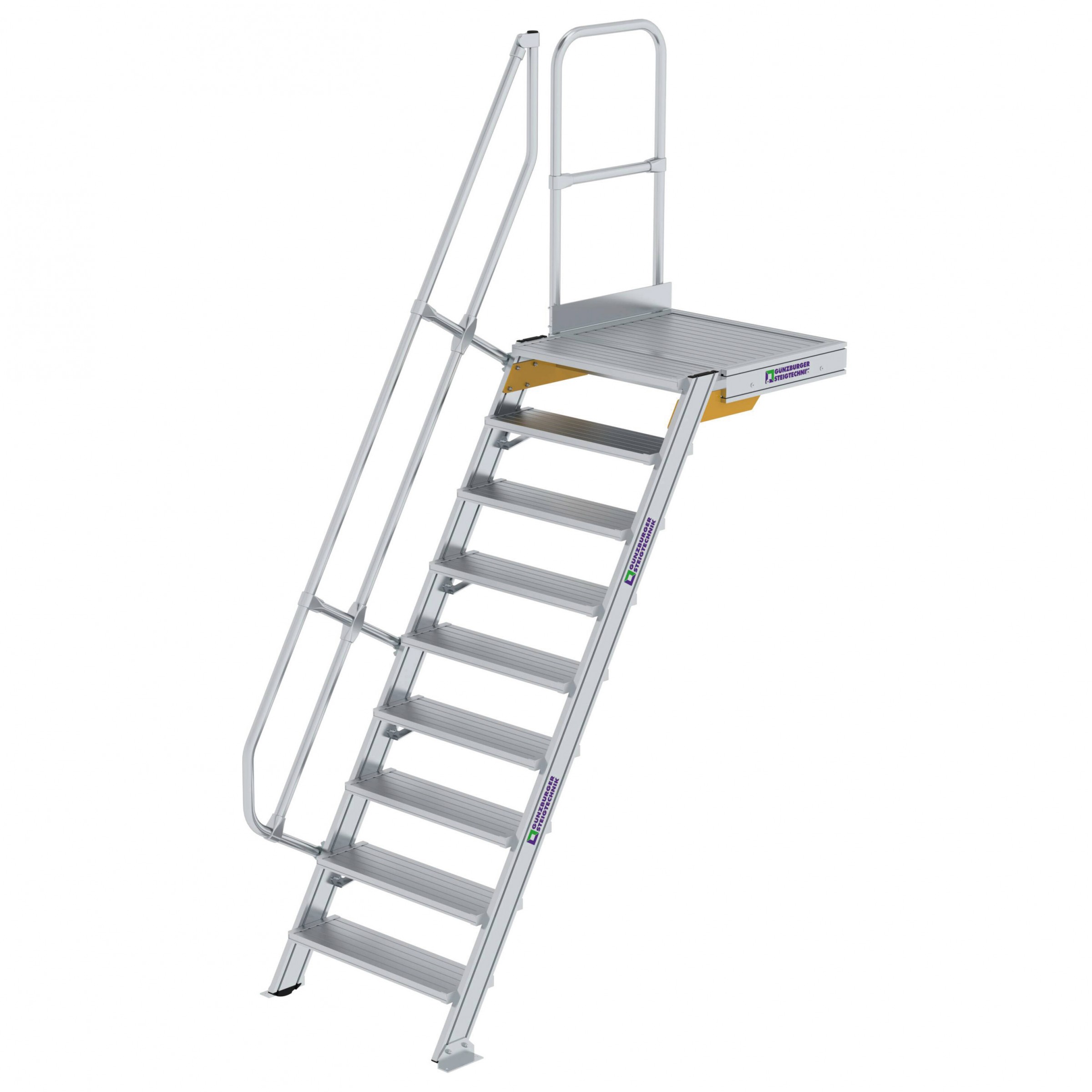 Aluminium-Treppe 60° mit Podest, Stufenbreite 800 mm, 4 Stufen Aluminium-Treppe 60° mit Podest, Stufenbreite 800 mm, 4 Stufen