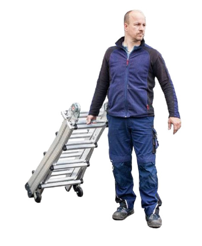PREMIUM line Alu-Vario-Klappleiter mit Rollen, 4 x 6 Sprossen