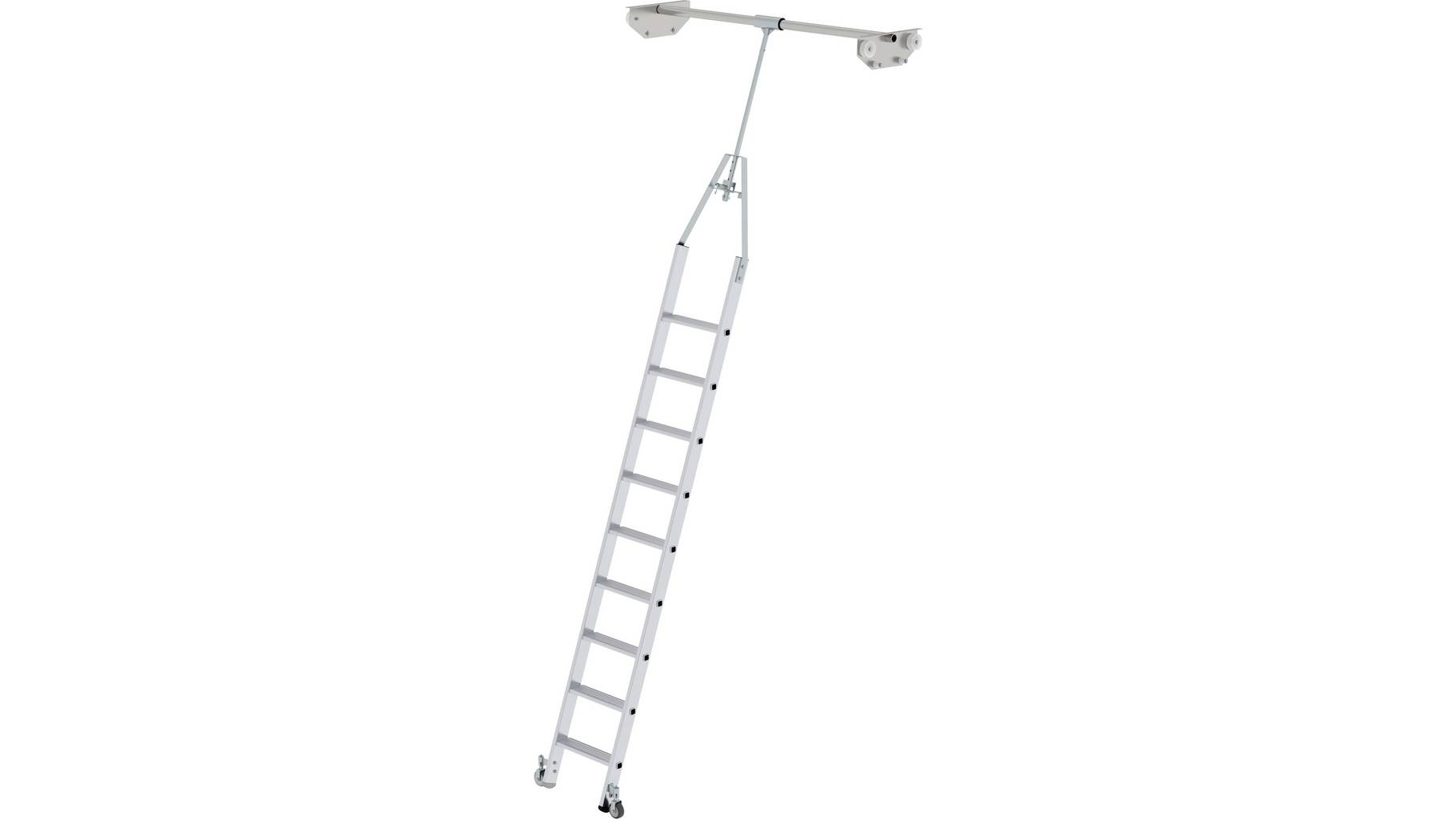 Aluminium-Regalleiter für Doppelregal, drehbar, 9 Stufen