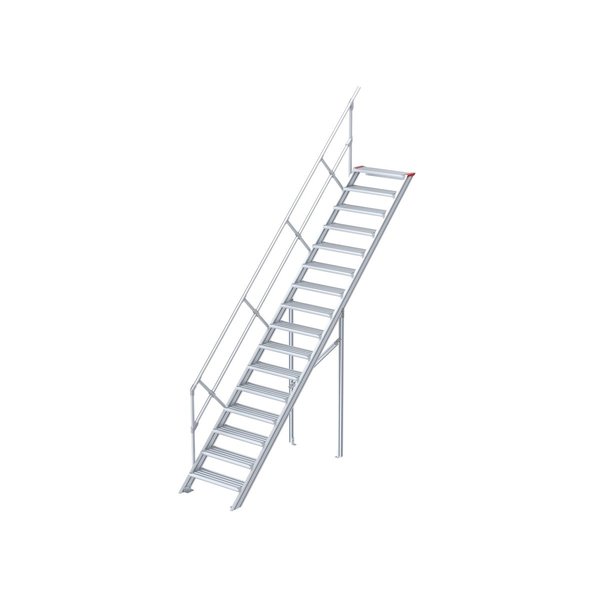 Treppe, 45° Steigwinkel, 1000 mm Stufenbreite, Alu gerieft, 4 Stufen
