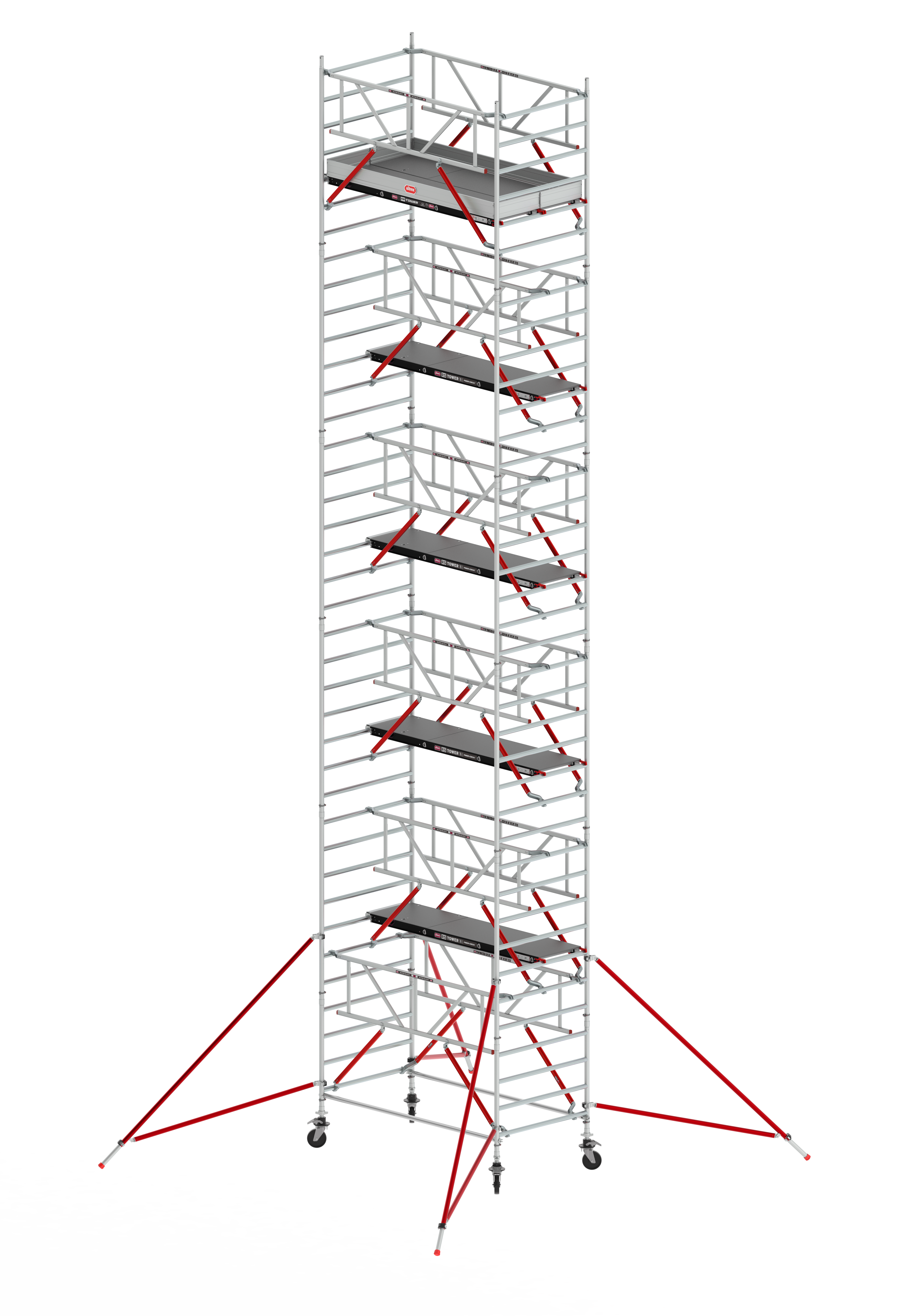 FAHRGERÜST RS TOWER 52 mit Safe Quick, 2 Geländer - Breit 1,35 m Holz Länge 3,05 m Standhöhe 2,20m