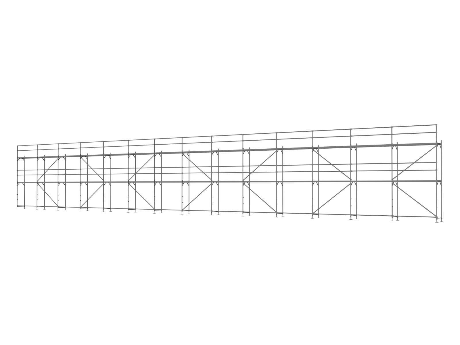 Alu Traufseitengerüst 210 qm - 2,5 m Felder - 35 m lang - 6 m Arbeitshöhe - Basis-Gerüst