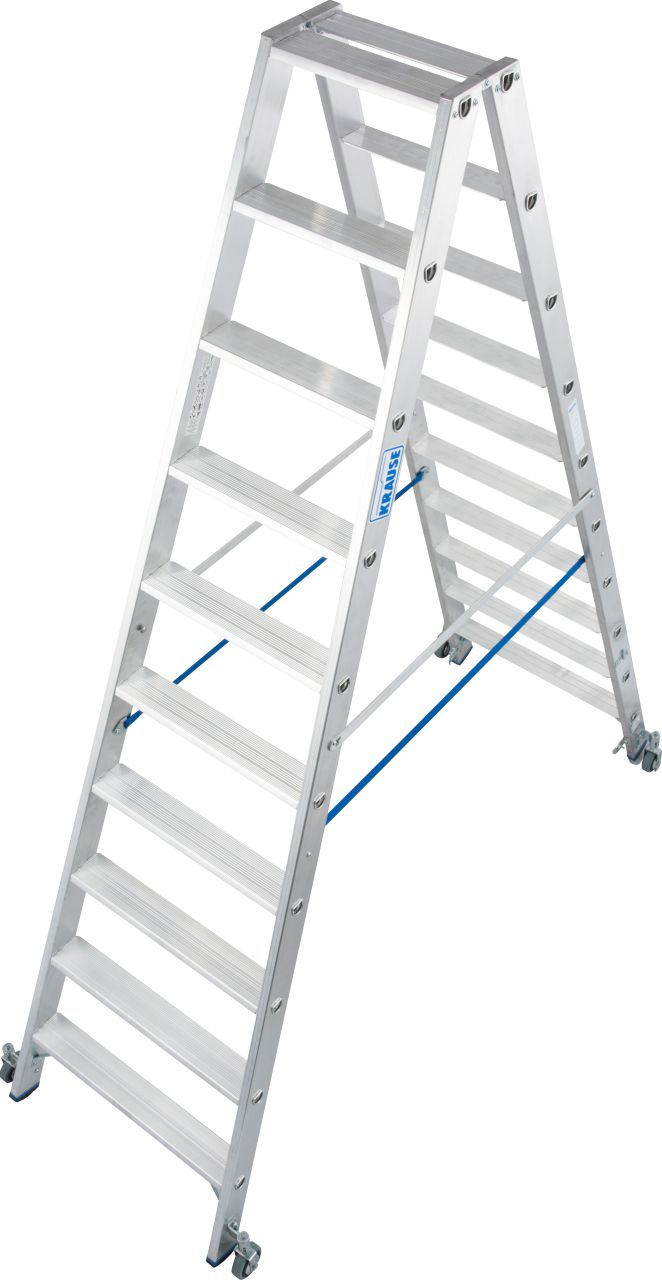 Stabilo Stufen-Doppelleiter, fahrbar 2x3 Sprossen/Stufen