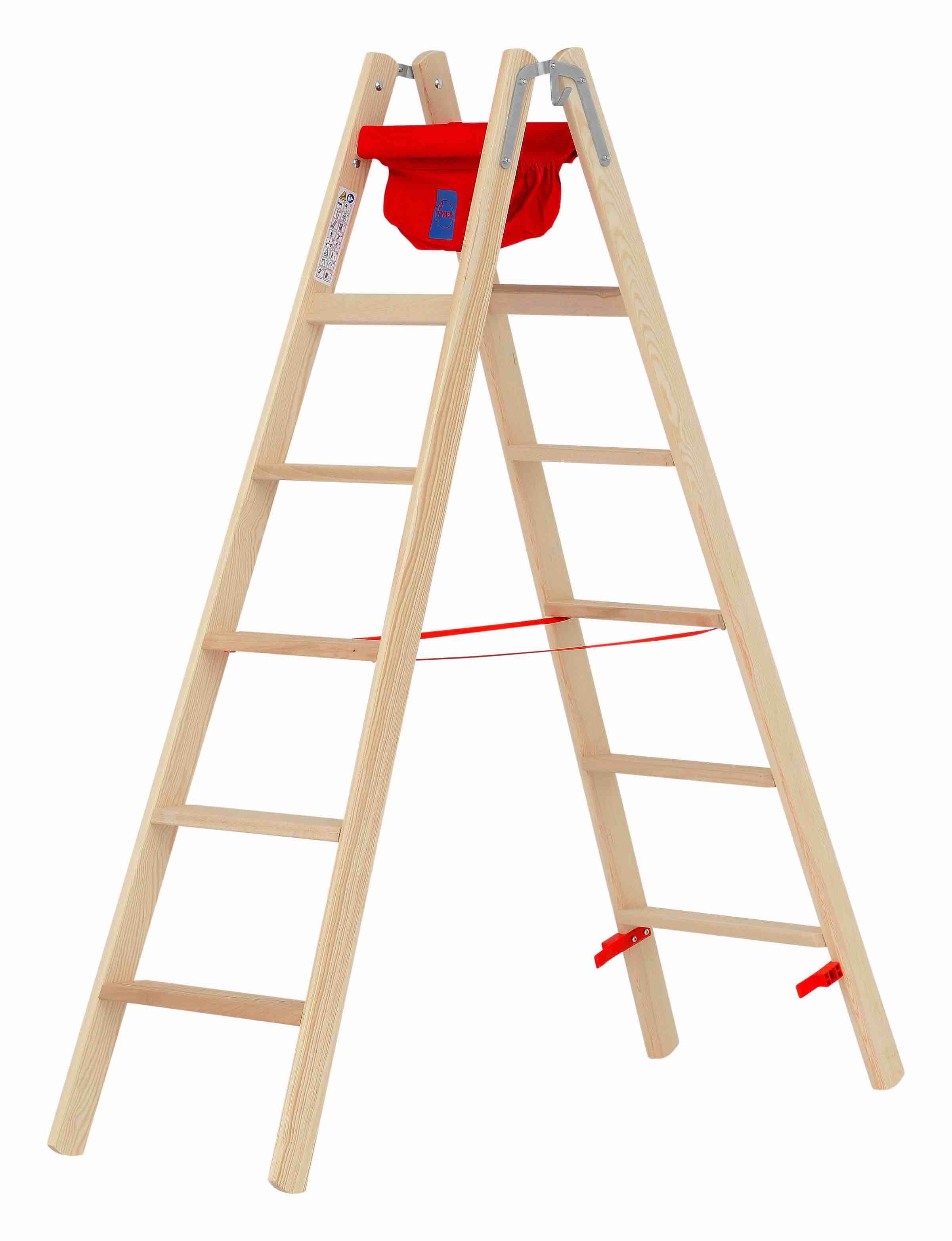 Holz-Stufenstehleiter, beidseitig begehbar - 2x5 Stufen