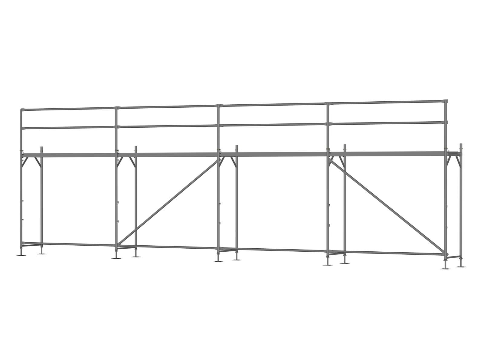 Stahl Stahl Traufseitengerüst 40 m², Feldlänge 2,5 m - Basis-Gerüst E-FS250-010-04E18 Stahl Traufseitengerüst 40 qm - 2,5 m Felder - 10 m lang - 4 m Arbeitshöhe