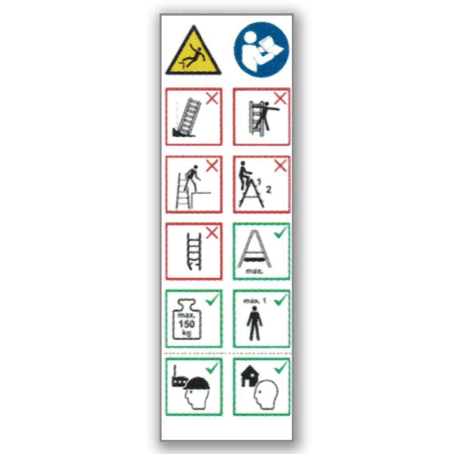 Piktogrammetiketten zum Nachrüsten Piktogrammetiketten zum Nachrüsten, für Allzweckleitern