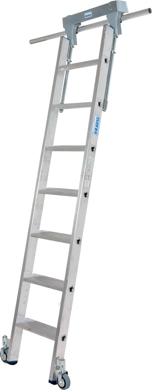 Stufen-Regalleiter für Rundrohr-Schienenanlage, 7 Stufen Stufen-RegalLeiter für Rundrohr-Schienenanlage, 10 Stufen