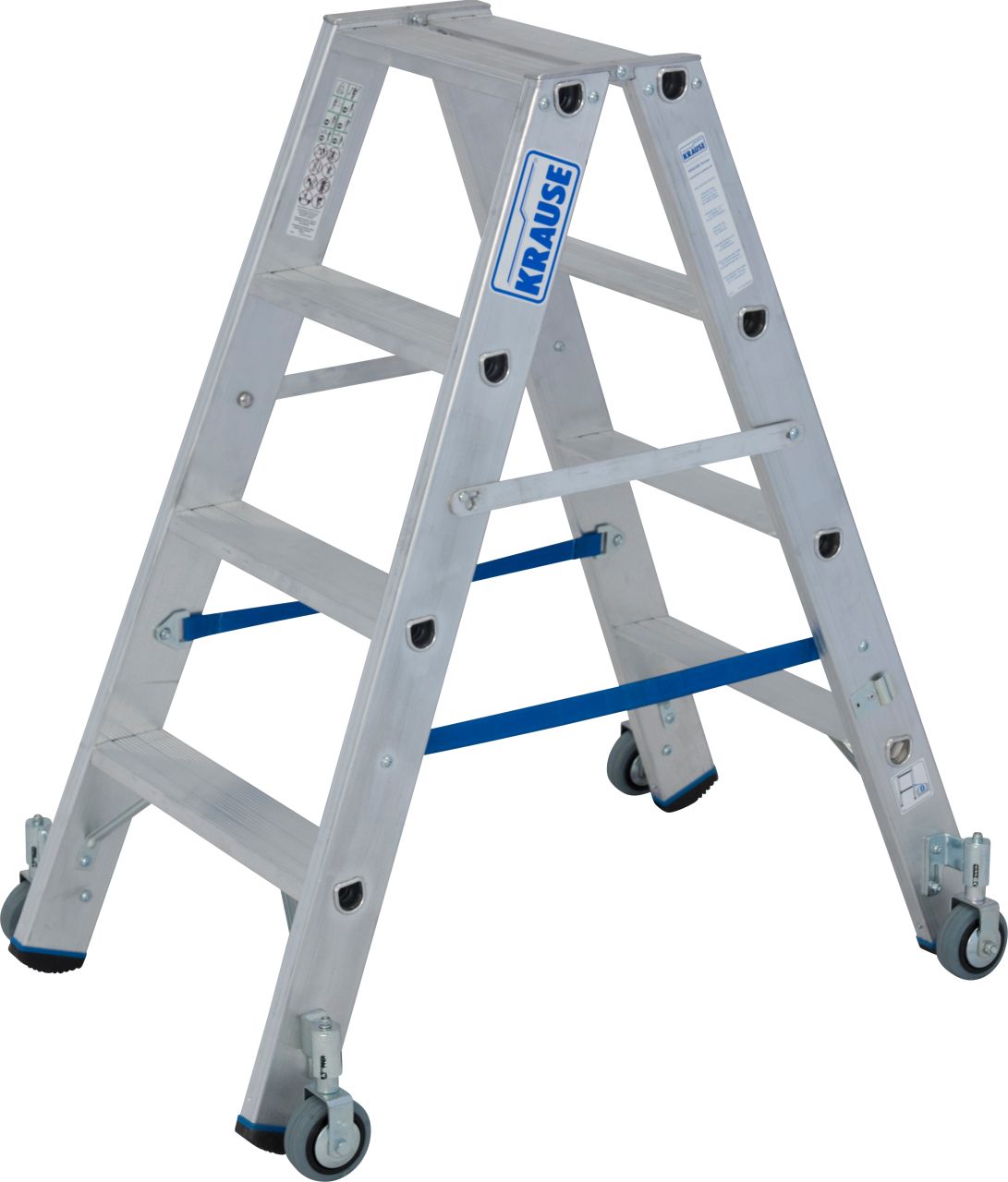 STABILO Stufen-Doppelleiter, fahrbar 2x4 Stufen