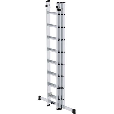 Aluminium-Schiebeleiter 3-teilig mit Standard-Traverse, 3x8 Sprossen Aluminium-Schiebeleiter 3-teilig mit Standard-Traverse - 3x8 Sprossen