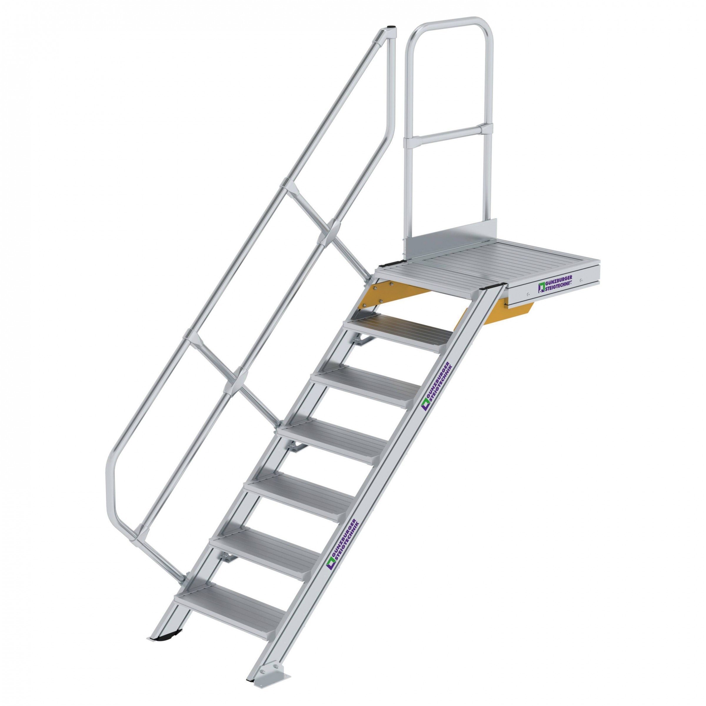 Aluminium-Treppe mit Plattform, 45°, 18 Stufen