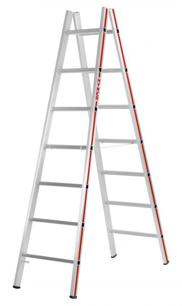 Sprossenstehleiter, beidseitig begehbar - 2x12 Sprossen