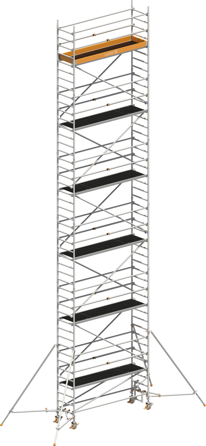 Uni Standard P2 mit Uni Telegeländer und Gerüststützen, Standhöhe 9,20 m
