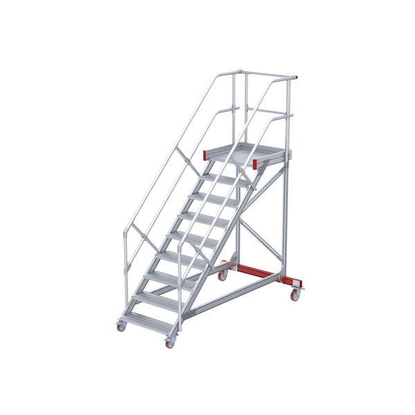 Euroline Wartungsbühne, Steigwinkel 45°, Stufenbreite 1000 mm, 8 Stufen