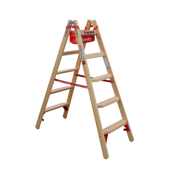 Holz-Comfort-Stufenstehleiter, 2 x 4 Stufen