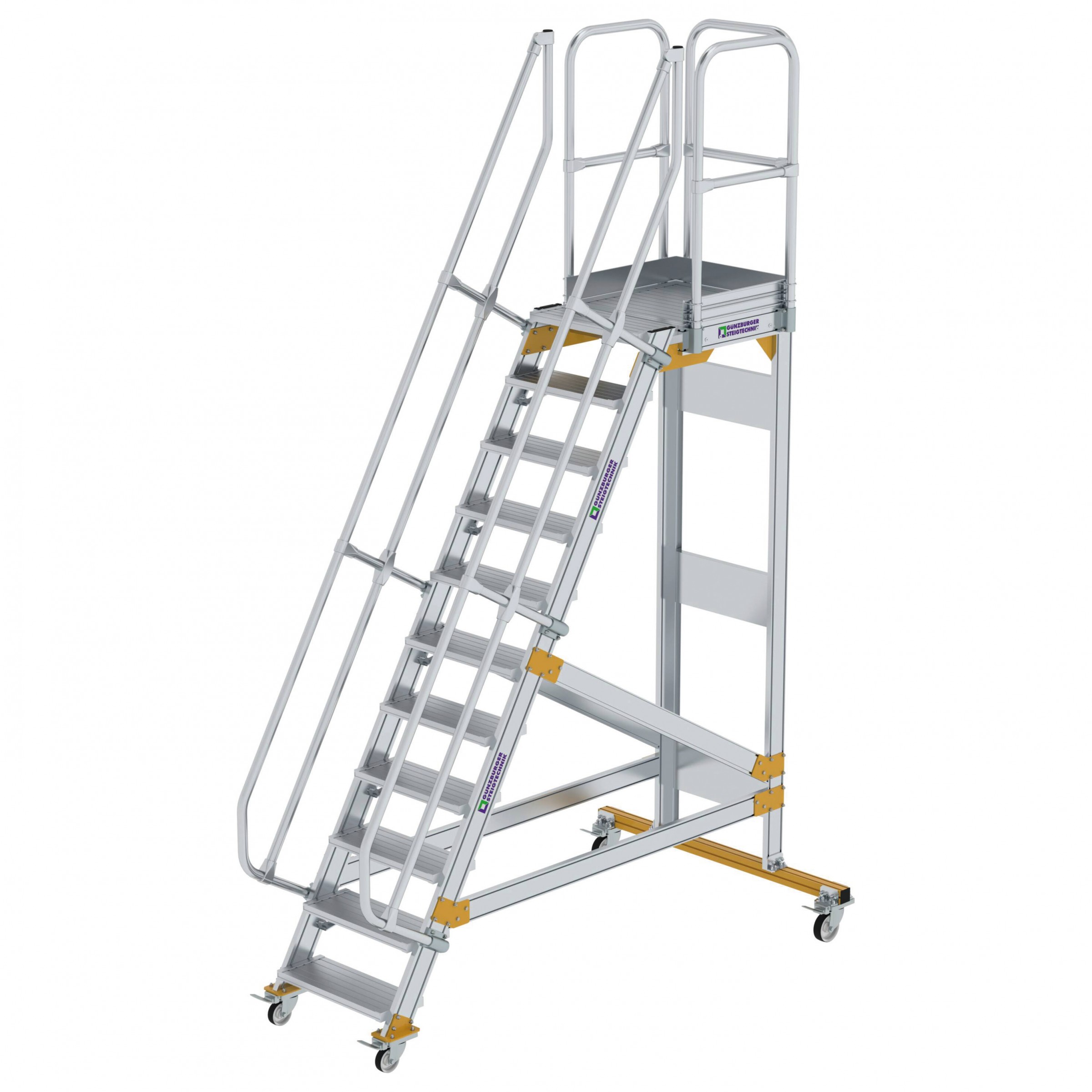 Aluminium-Plattform-Treppe fahrbar 60°, Stufenbreite 600 mm, 4 Stufen