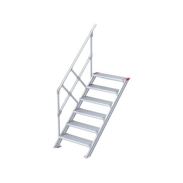 Treppe, 45° Steigwinkel, 1000 mm Stufenbreite, Alu gerieft, 4 Stufen