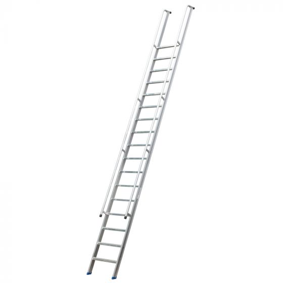 Stufenanlegeleiter 60 cm breit, mit Handlauf und Überstieg, 6 Stufen