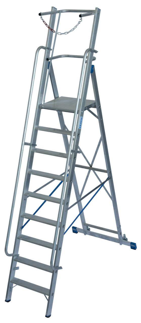 Stabilo Stufen-Stehleiter mit großer Plattform und Sicherheitsbügel 4 Sprossen/Stufen