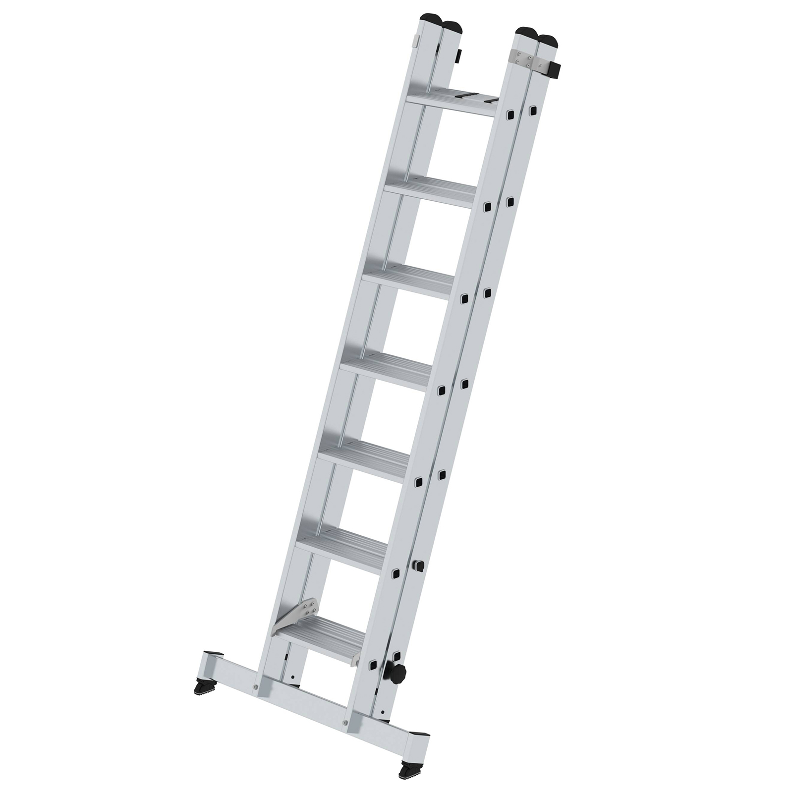 Stufen-Schiebeleiter 2-teilig mit nivello-Traverse ohne clip-step R13, 2 x 7 Stufen