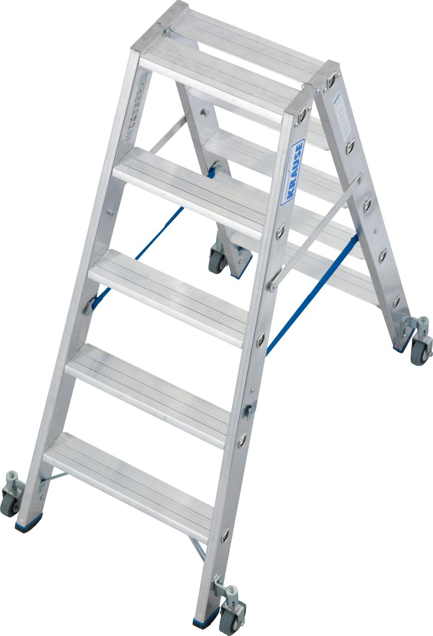 Stabilo Stufen-Doppelleiter, fahrbar 2x3 Stufen