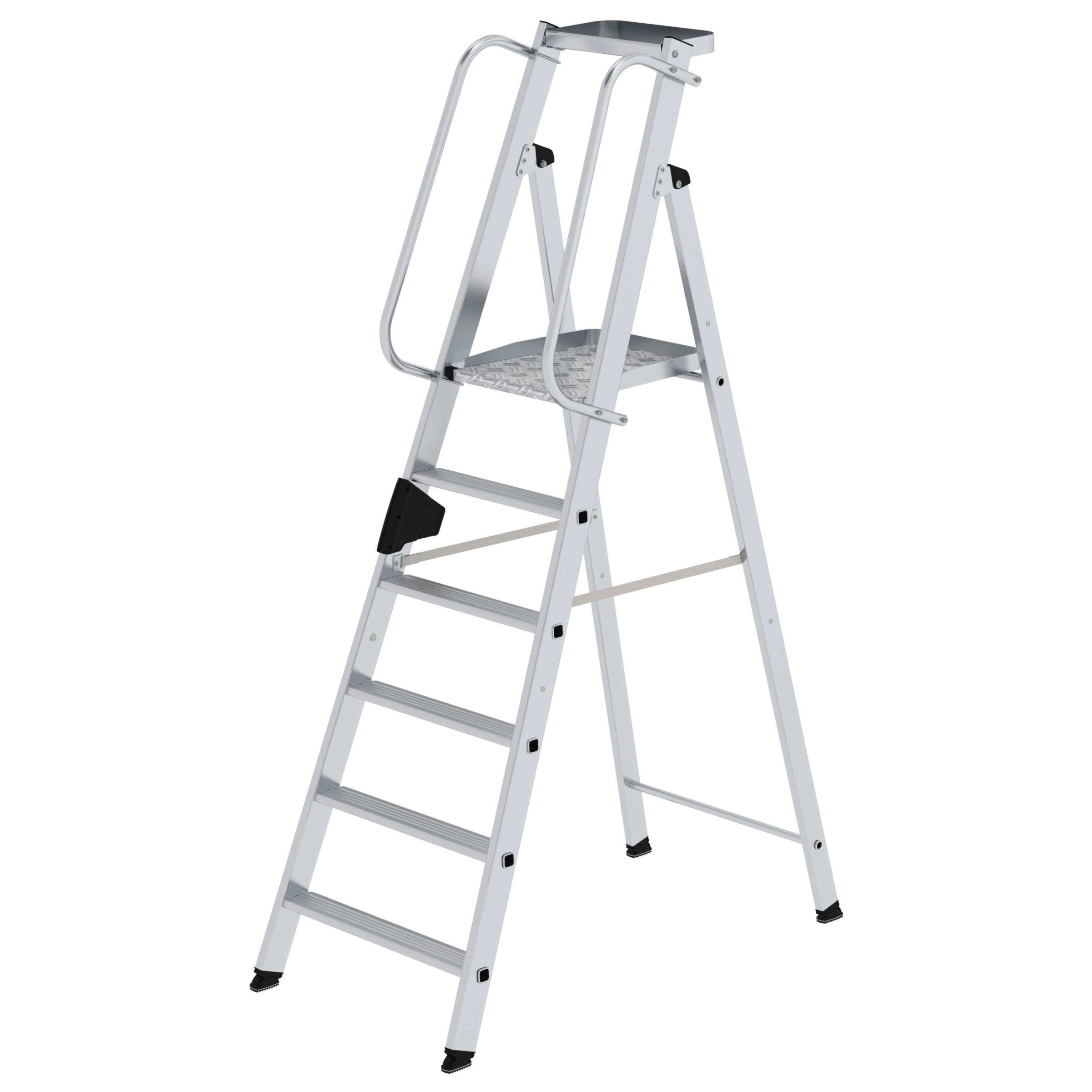 Aluminium-Stehleiter, einseitig begehbar, 5 Stufen Aluminium-Stehleiter, einseitig begehbar, 5 Stufen