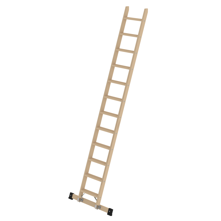 Stufen-Anlegeleiter Holz mit Traverse, 12 Stufen