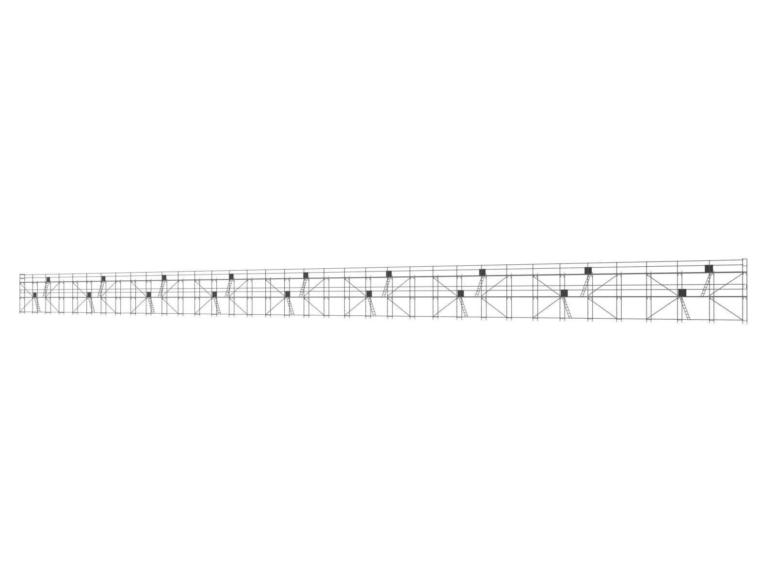 Alu Traufseitengerüst 720 qm - 3,0 m Felder - 120 m lang - 6 m Arbeitshöhe - Basis-Gerüst inkl. Aufstieg & Befestigung