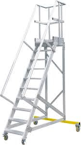 Podesttreppe fahrbar, Treppenneigung 60°, Stufenbreite 800 mm - 5 Stufen