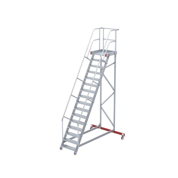 Wartungsbühne, 60° Steigwinkel, 800 mm Stufenbreite, Alu gerieft, 6 Stufen