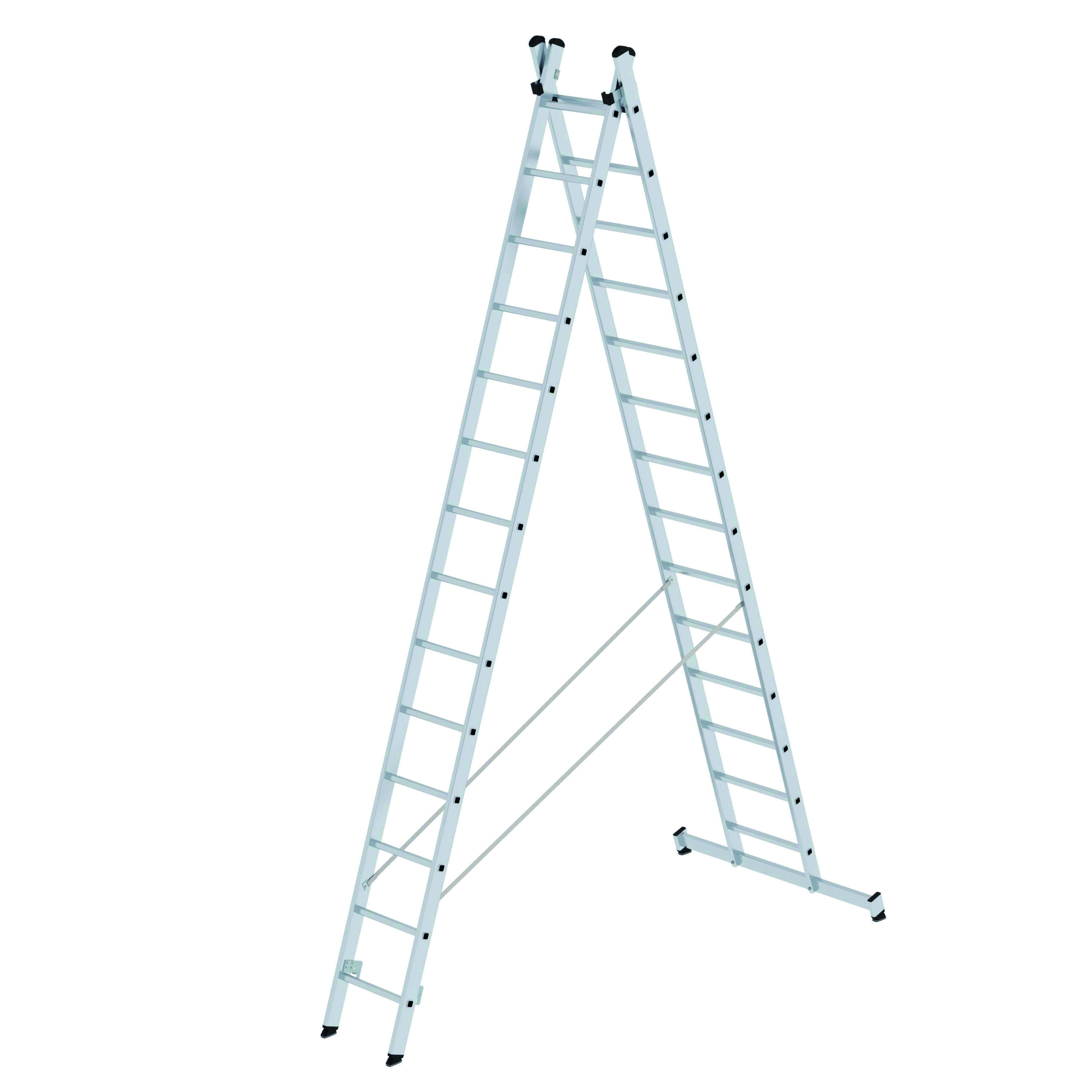 Mehrzweckleiter 2-teilig mit nivello®-Traverse , 2x14 Sprossen Mehrzweckleiter 2-teilig mit nivello®-Traverse - 2x8 Sprossen