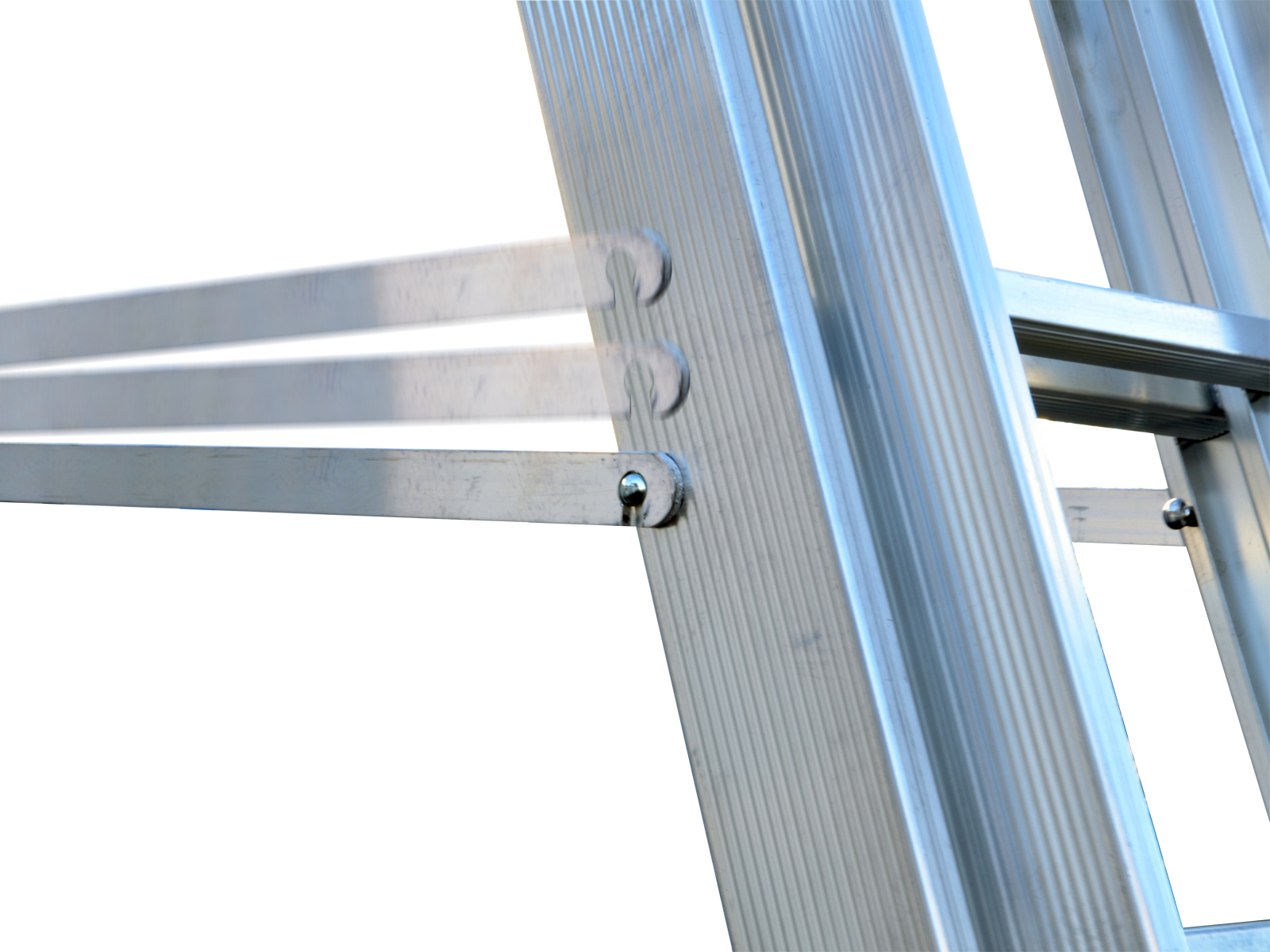 Mehrzweckleiter "Industrieausführung" 3-teilig, 41/47/53 cm breit mit Aussteifungsstreben an den Leiternteilen, 3x10 Sprossen/Stufen