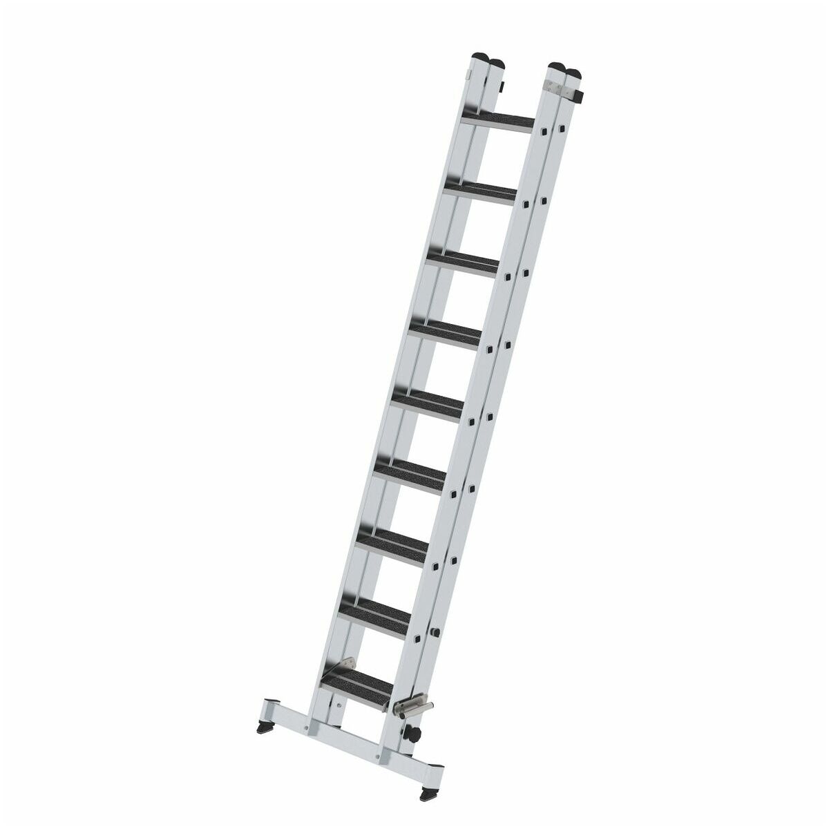Stufen-Schiebeleiter 2-teilig mit nivello-Traverse mit clip-step R13, 2 x 9 Stufen