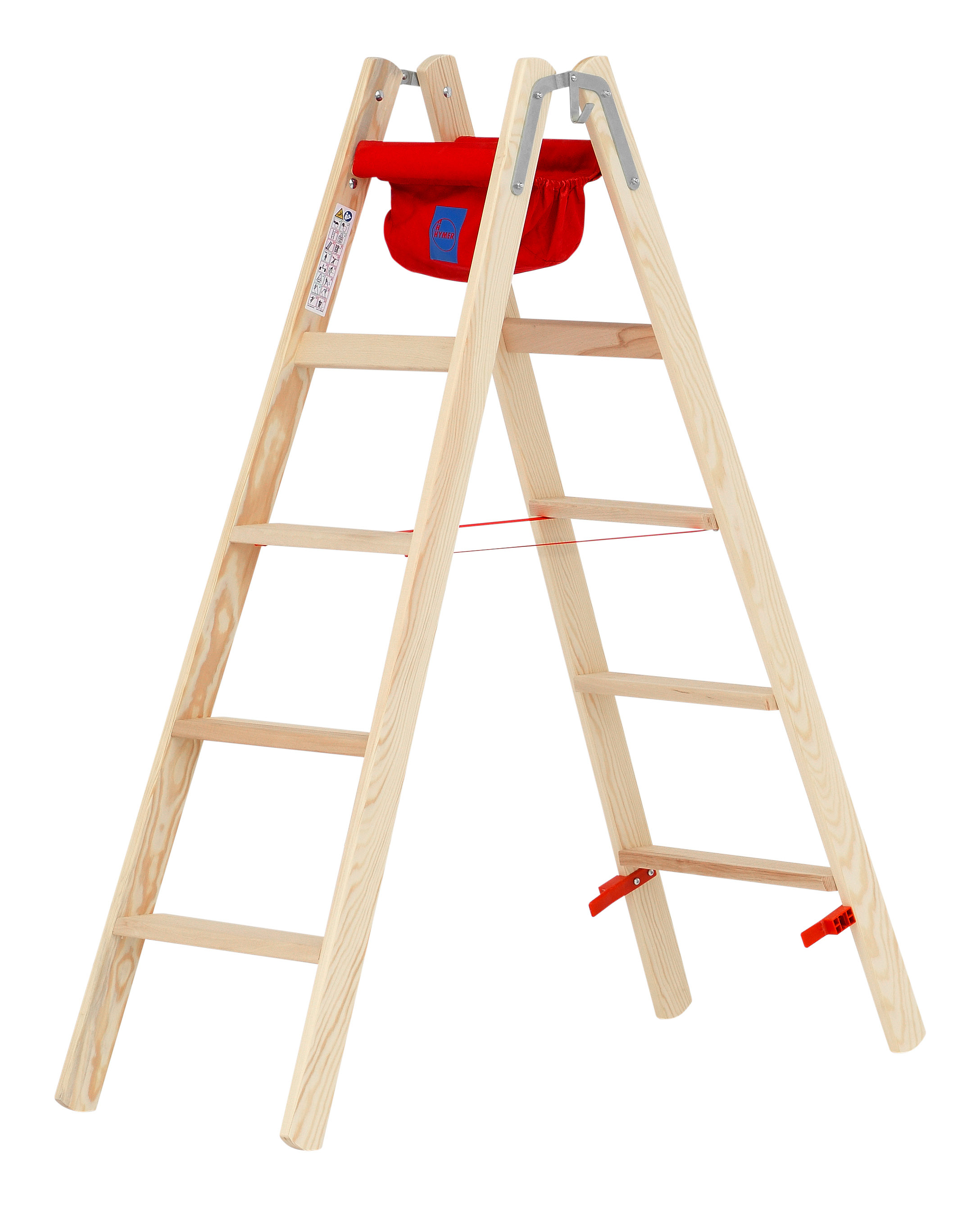 Holz-Stufenstehleiter, beidseitig begehbar - 2x5 Stufen