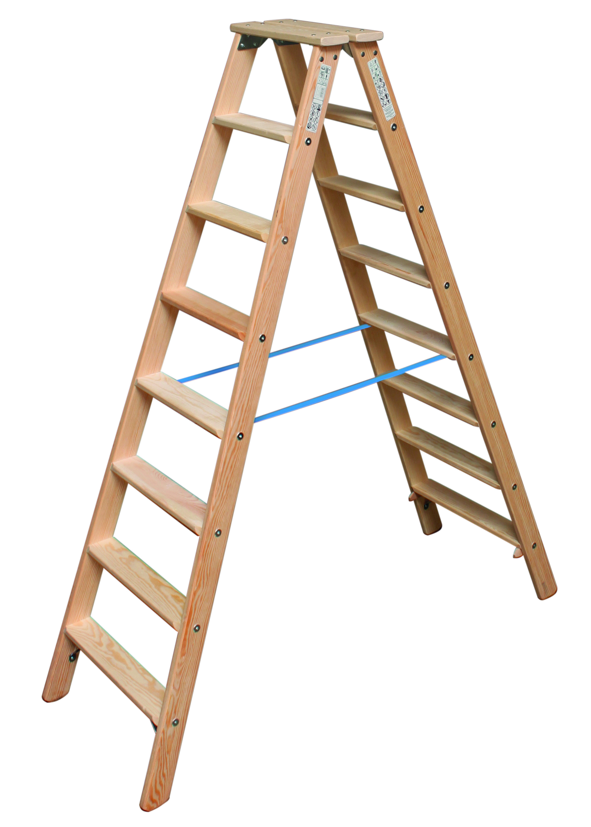 STABILO Stufen-DoppelLeiter Holz, 2x6 Stufen