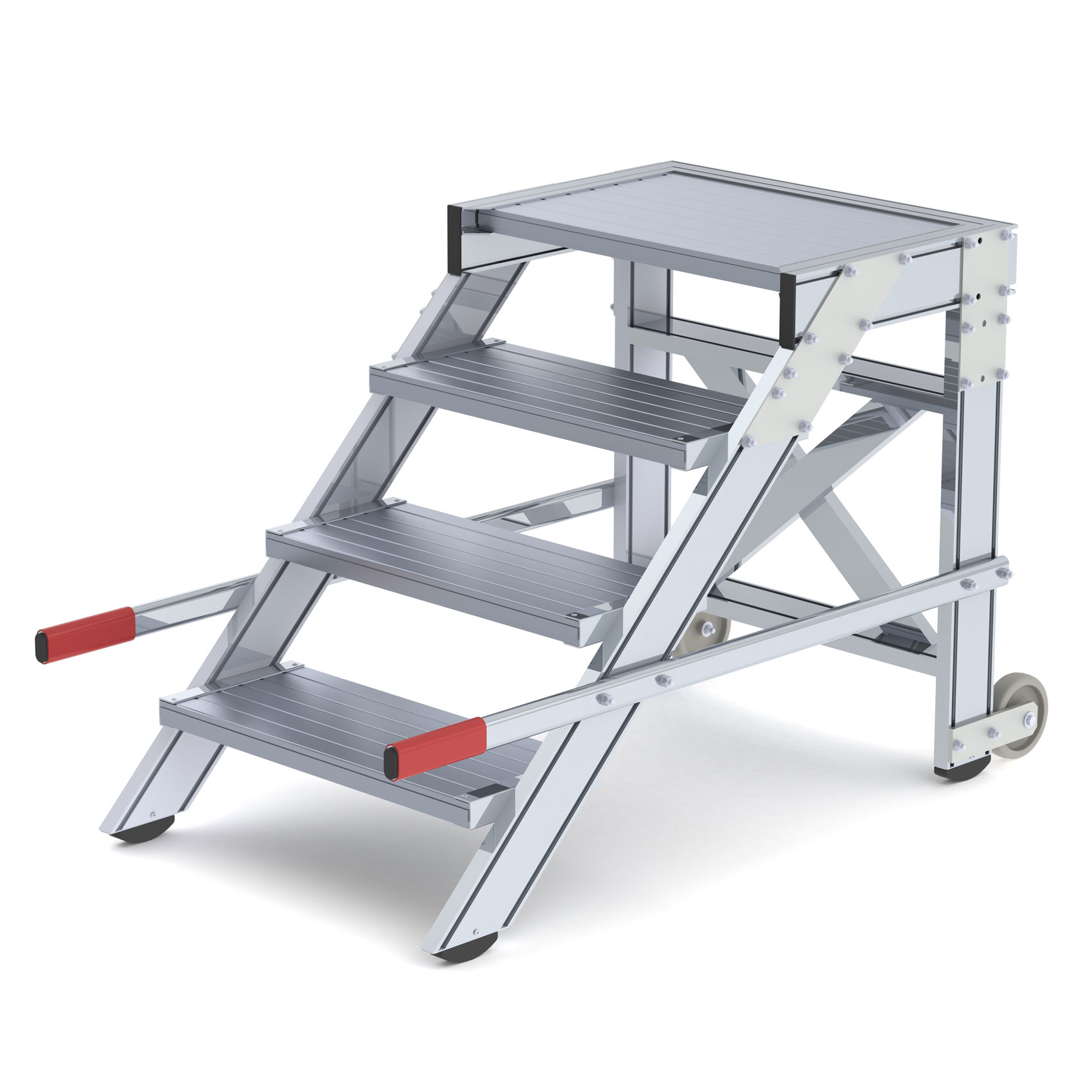 Aluminium-Arbeitspodest, fahrbar, 2 Stufen Aluminium-Arbeitspodest, fahrbar, 2 Stufen
