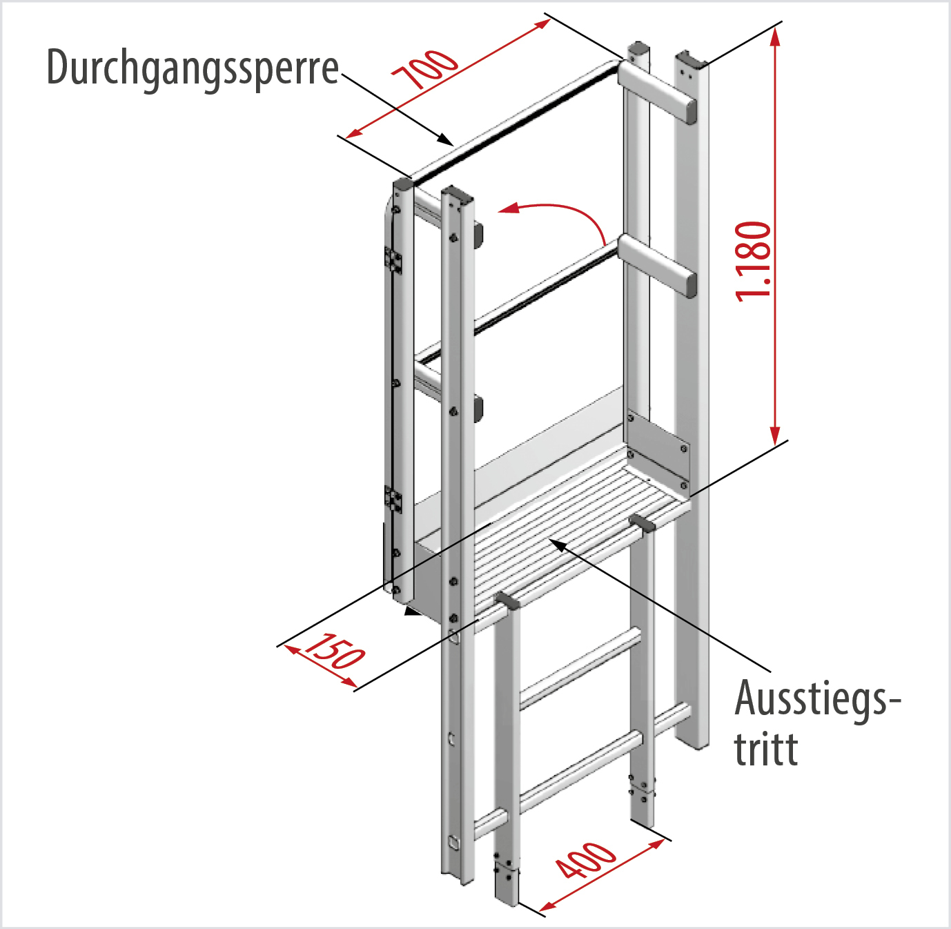 Ausstieg breit mit Tritt