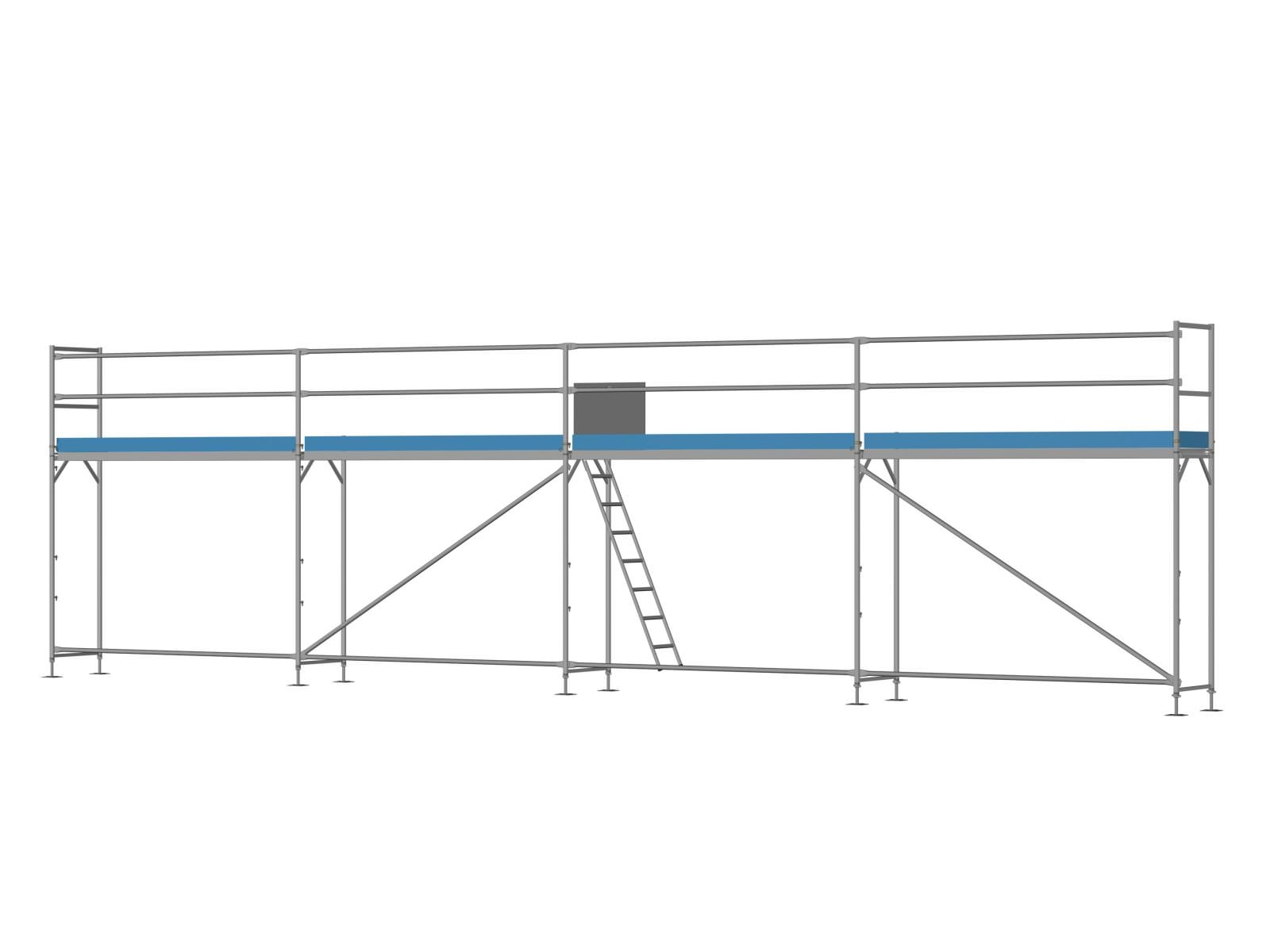 Alu Traufseitengerüst 48 qm - 3,0 m Felder - 12 m lang - 4 m Arbeitshöhe - Komplettpaket