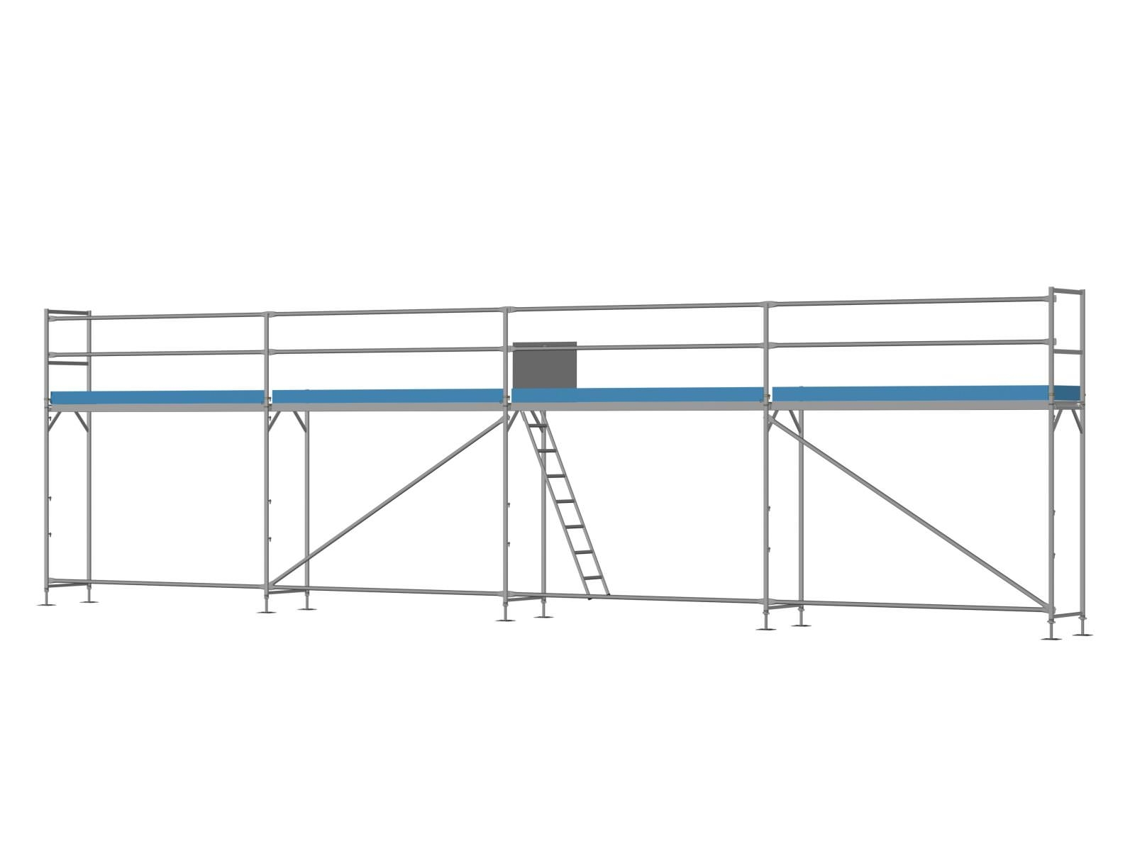 Ernst Alu Traufseitengerüst 48 m², Feldlänge 3,0 m - Komplettpaket FA300-012-04K18 Alu Traufseitengerüst 48 qm - 3,0 m Felder - 12 m lang - 4 m Arbeitshöhe - Komplettpaket