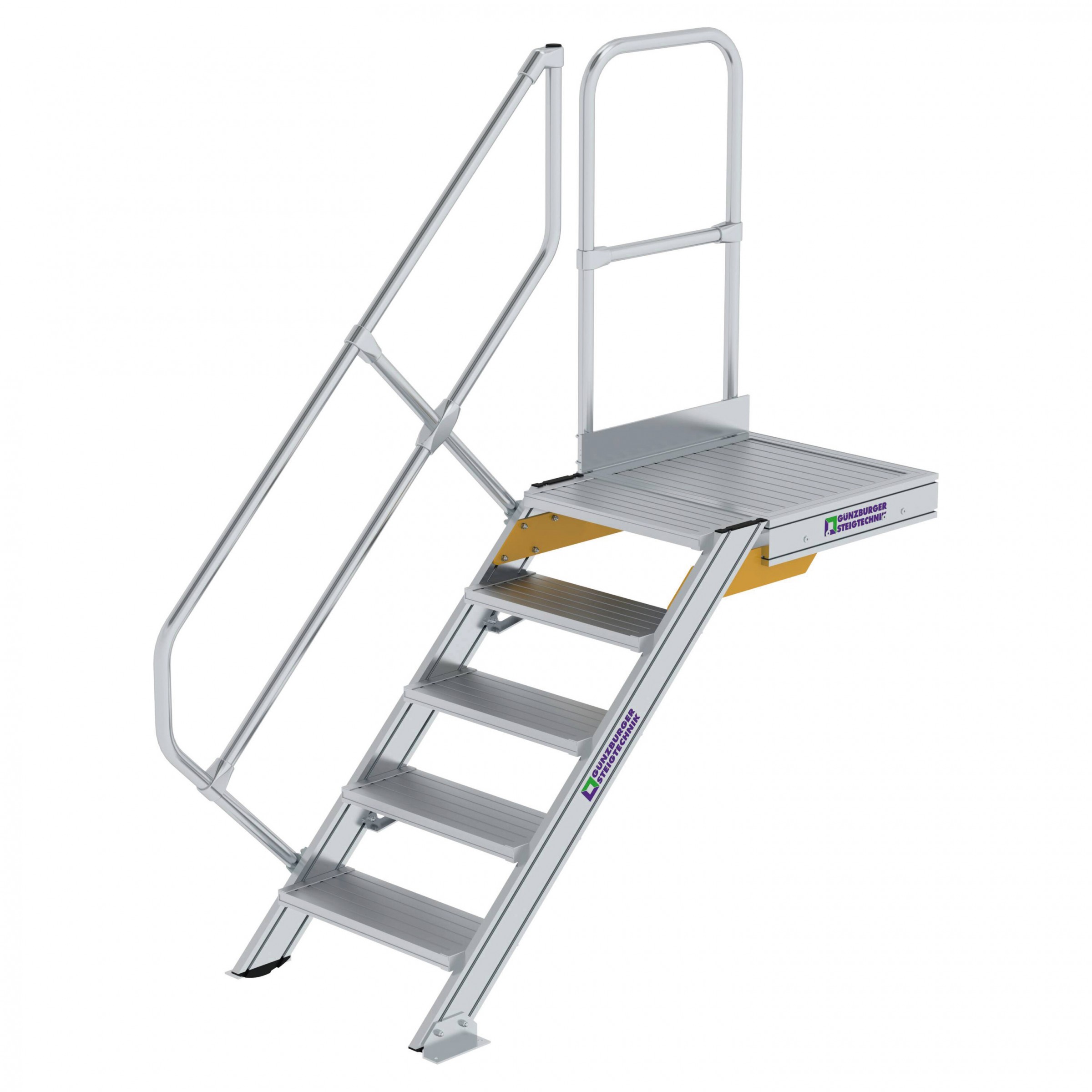 Aluminium-Treppe mit Plattform, 45°, 18 Stufen