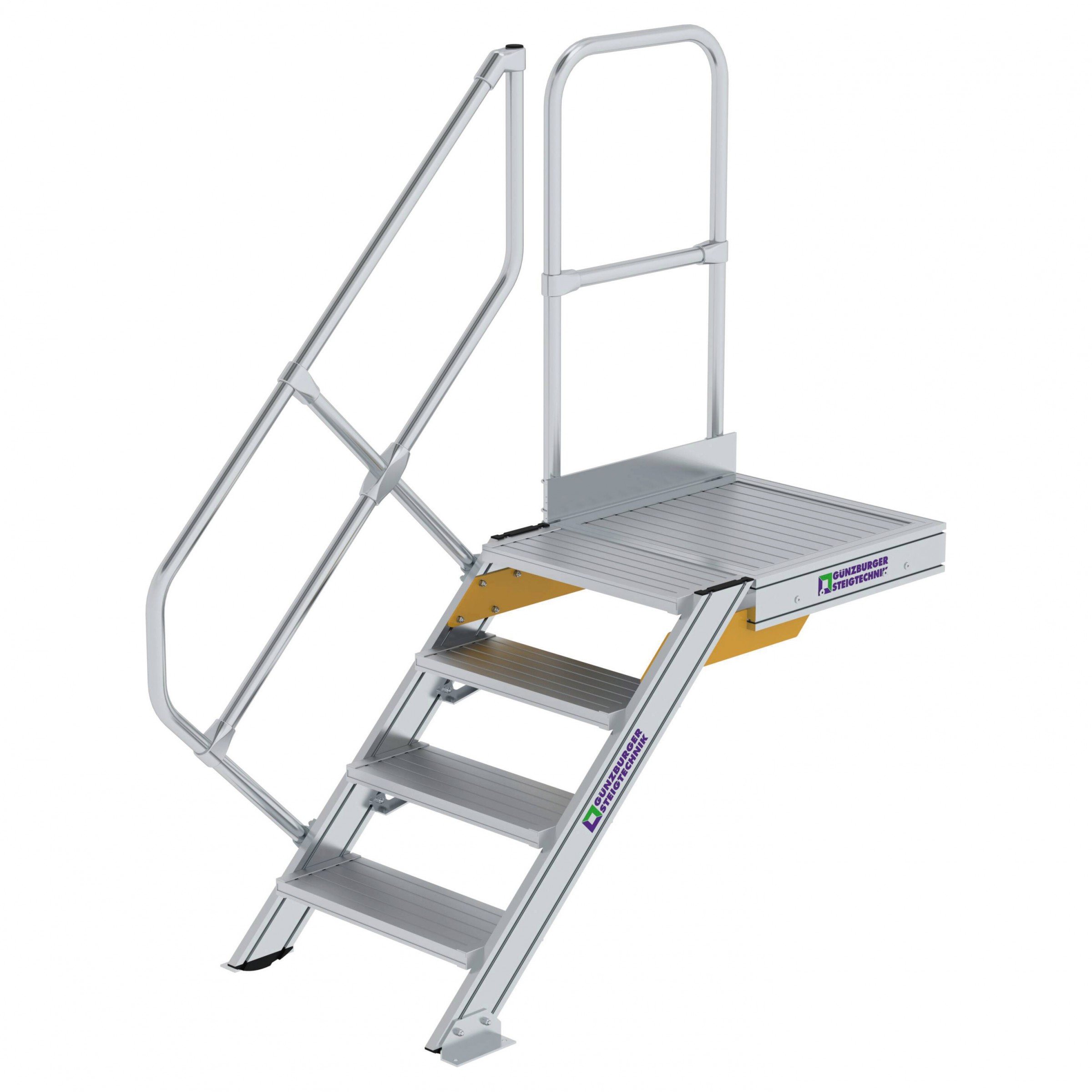 Aluminium-Treppe mit Plattform, 45°, 4 Stufen