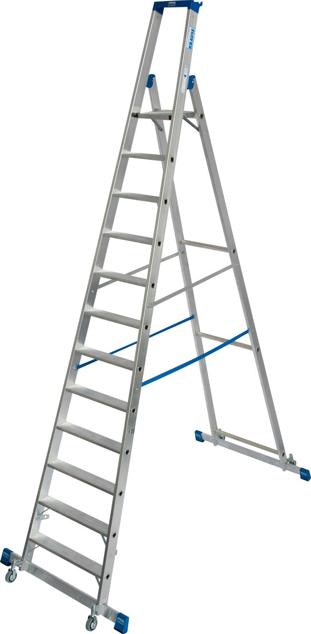 Stabilo Stufen-Stehleiter, fahrbar mit Traverse 6 Sprossen/Stufen