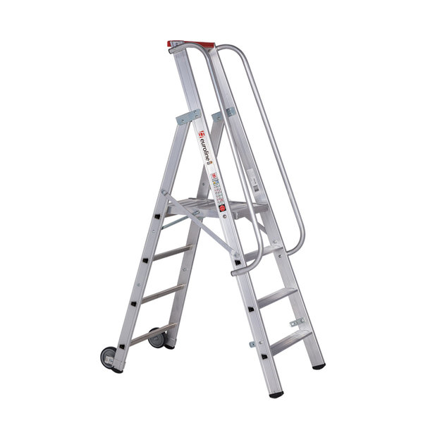 Premium line Alu-Stufenstehleiter mit großer Standplattform, 4 Stufen